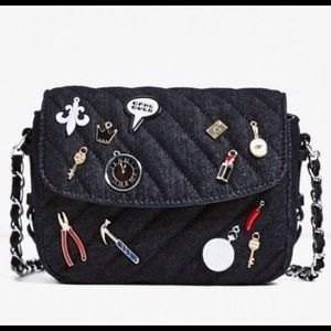 Zara Denim Crossbody Bag with Decorative Pins